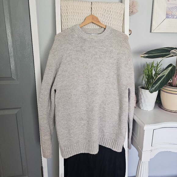 Zara Oversized Oatmeal Tunic Sweater | Size M Cozy Neutral Minimalist Fall Layer - Picture 1 of 4